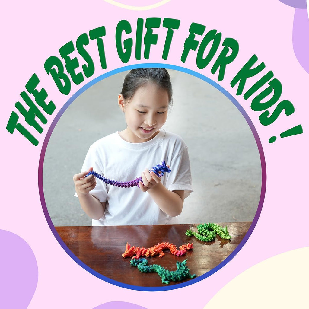2PCS 12" 3D Printed Dragon, 3D Animals, 3D Fidget Toy, Autism Toys, 3D Dragon, 3D Printing Dragon for Home Office Decor Executive Desk Toys